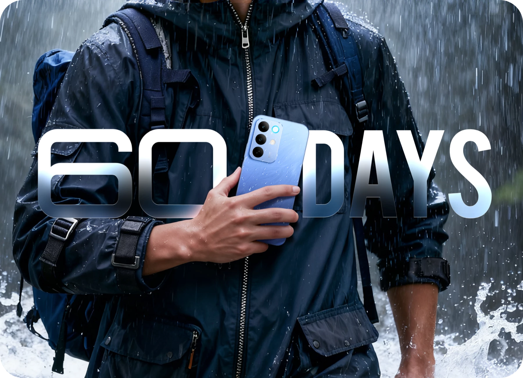 realme C85 em cenário de chuva